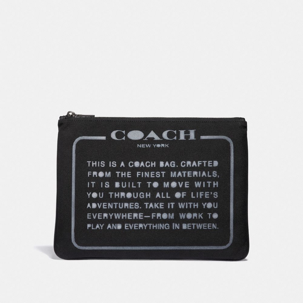 LARGE MULTIFUNCTIONAL POUCH WITH SPRAY STORYPATCH - BLACK - COACH 33091
