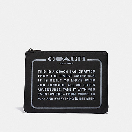 COACH 33091 LARGE MULTIFUNCTIONAL POUCH WITH SPRAY STORYPATCH BLACK