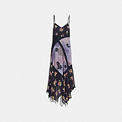 COACH 33118 Mixed Print Slip Dress PURPLE/GREY