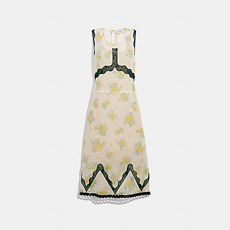 COACH Forest Floral Print Sleeveless Dress - CREAM - 33129