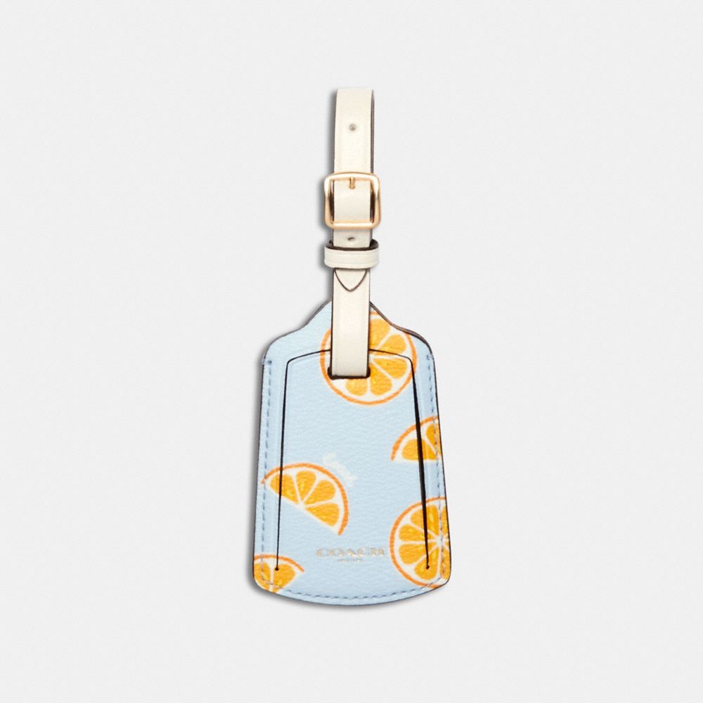 COACH 3343 - LUGGAGE TAG WITH ORANGE PRINT IM/ORANGE/BLUE