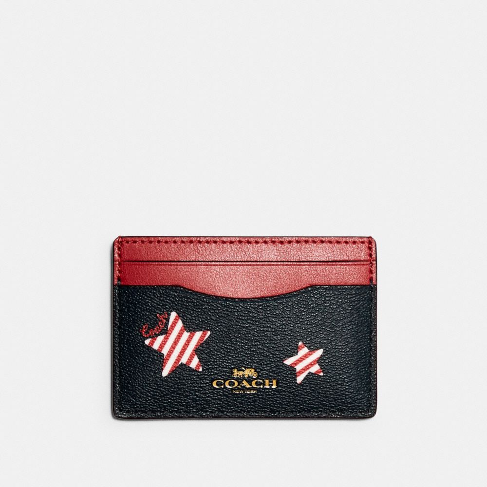 COACH 3365 Card Case With Americana Star Print IM/NAVY/ RED MULTI