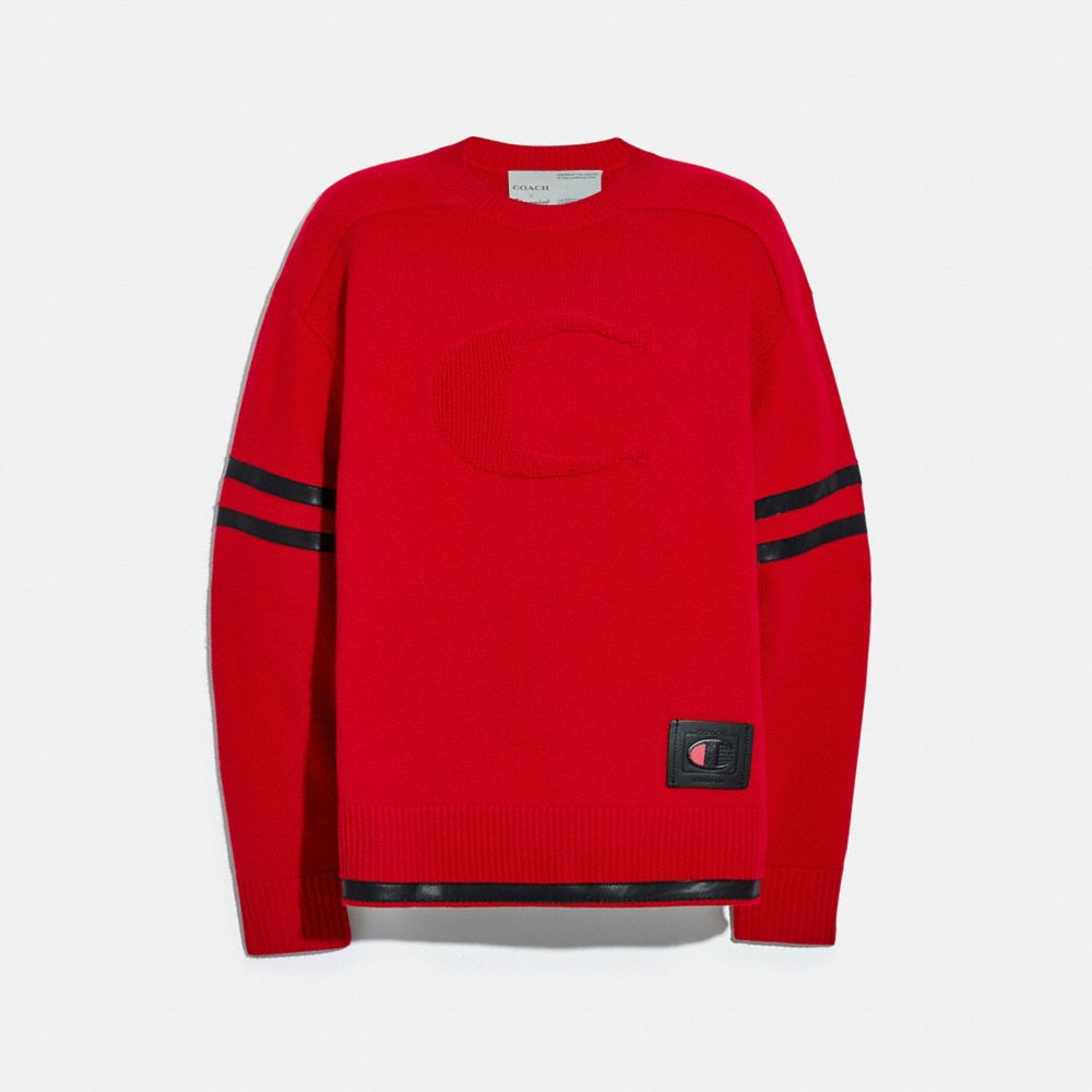 COACH 3375 Coach X Champion Football Sweater RED.