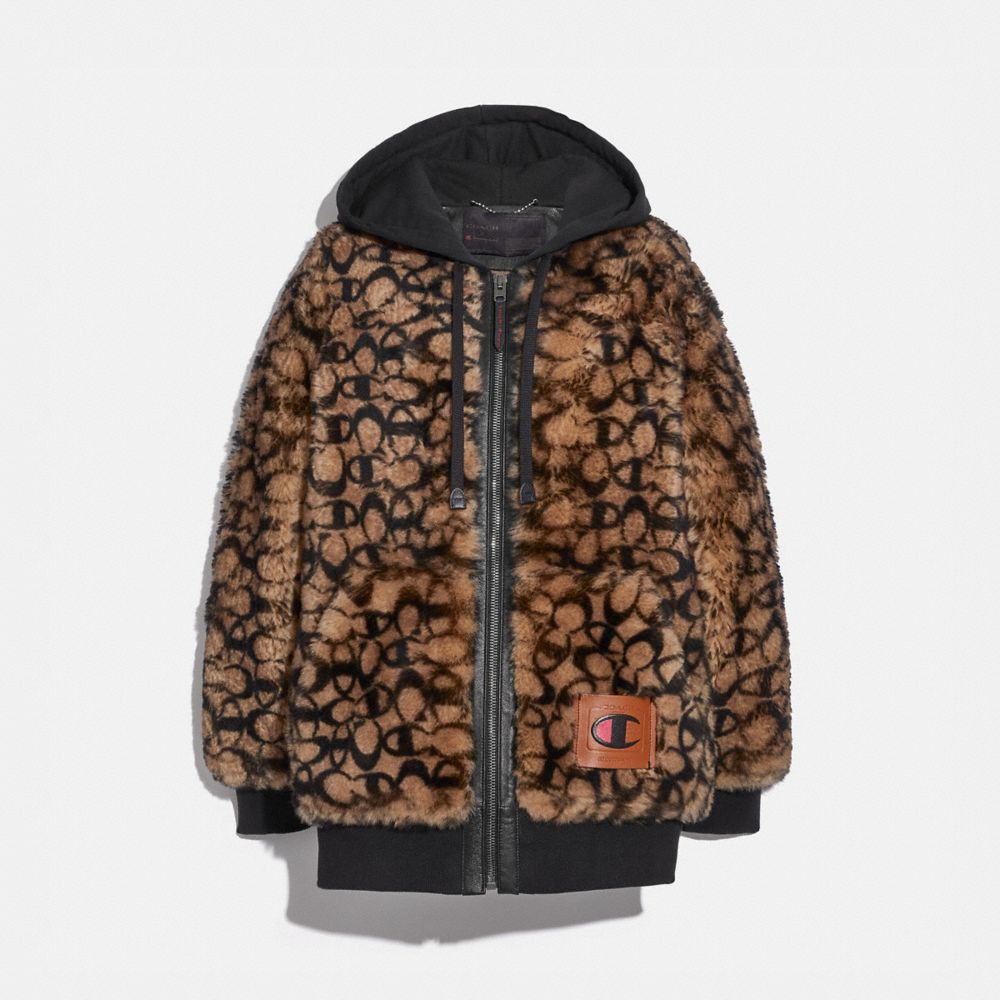 Coach X Champion Super Fleece Shearling Hoodie - 3402 - SIGNATURE C