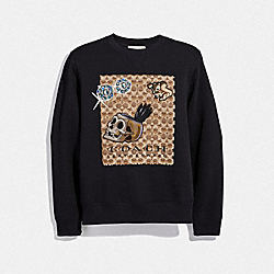 DISNEY X COACH SIGNATURE SWEATSHIRT WITH PATCHES - BLACK - COACH 34203