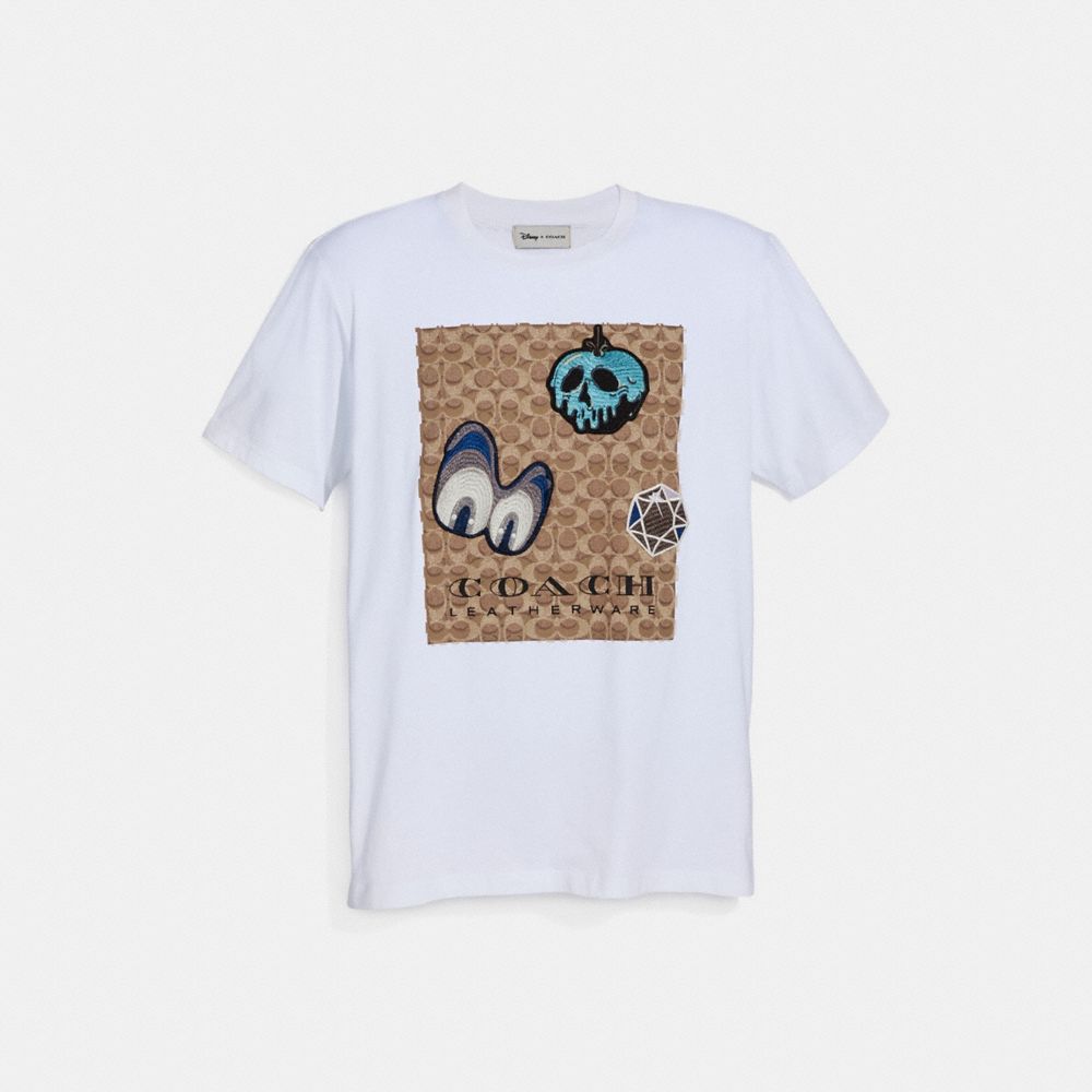 Coach 346 Disney X Coach Signature T Shirt With Patches White Coach Deals