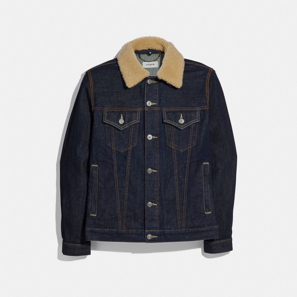DENIM JACKET WITH SHEARLING COLLAR