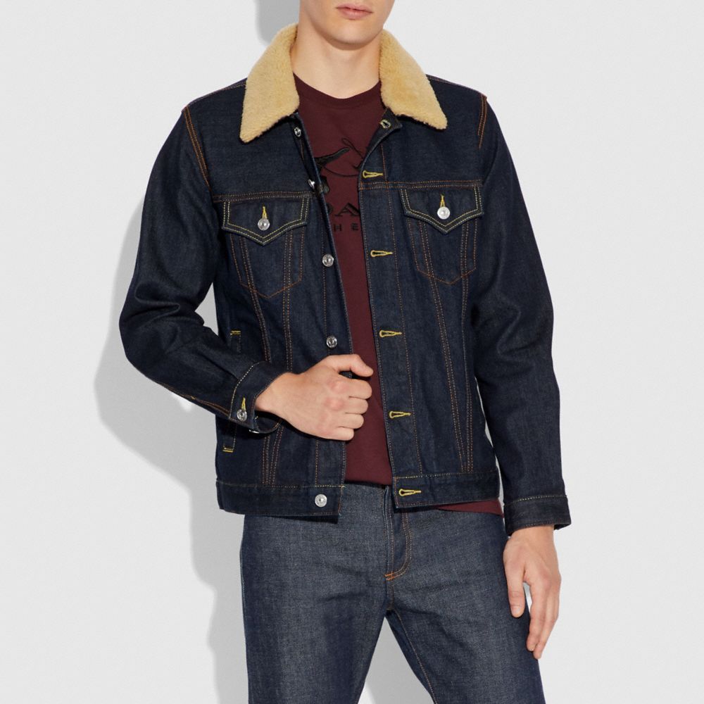 DENIM JACKET WITH SHEARLING COLLAR