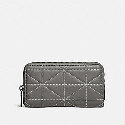 ZIP AROUND PHONE WALLET WITH QUILTING - HEATHER GREY/BLACK/NICKEL - COACH 34589