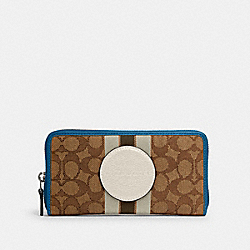 COACH 3473 Dempsey Accordion Zip Wallet In Signature Jacquard With Stripe And Coach Patch SV/KHAKI CLK PALE GREEN MULTI