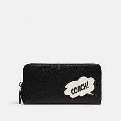 COACH │ MARVEL ACCORDION ZIP WALLET WITH COACH BUBBLE - 3489 - SV/BLACK MULTI