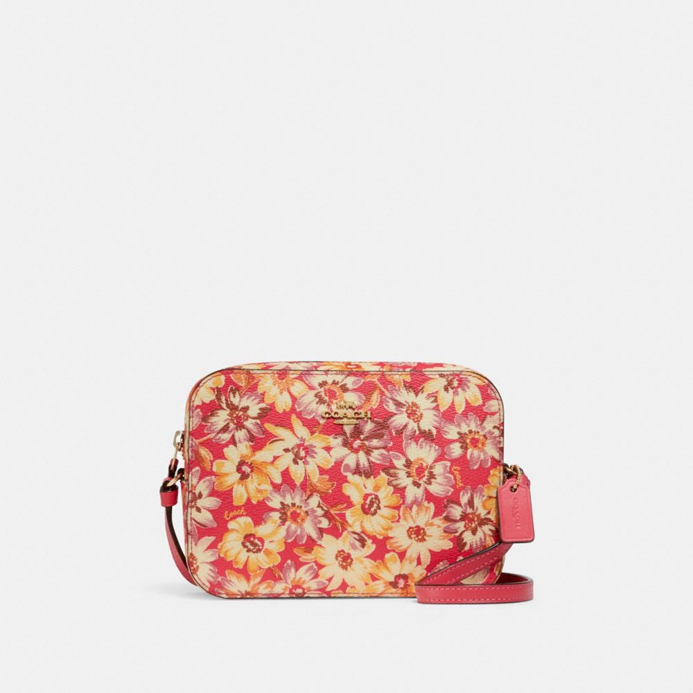 COACH 3572 Mini Camera Bag With Vintage Daisy Script Print IM/PINK MULTI