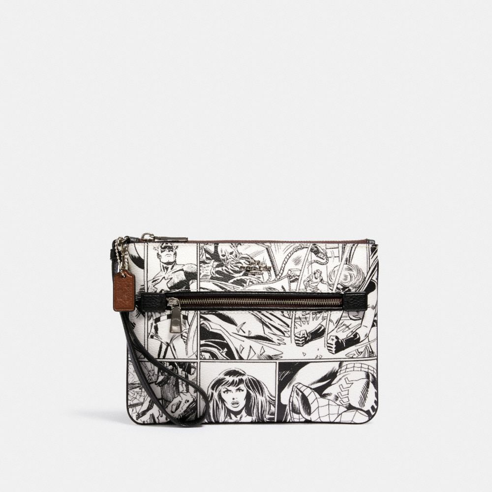 COACH 3578 - COACH â”‚ MARVEL GALLERY POUCH WITH COMIC BOOK PRINT SV/LT CHALK/ BLACK