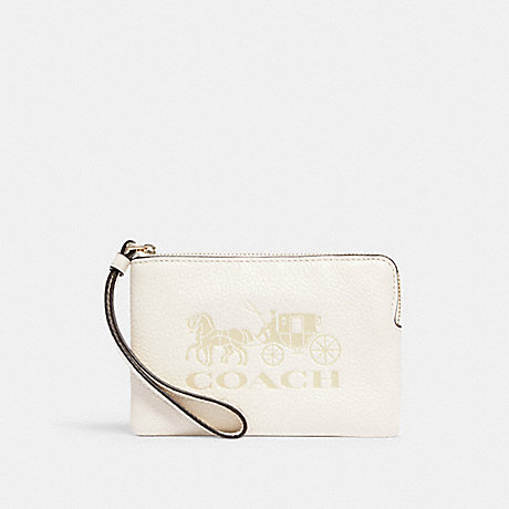 COACH JES CORNER ZIP WRISTLET WITH HORSE AND CARRIAGE - IM/CHALK - 3580