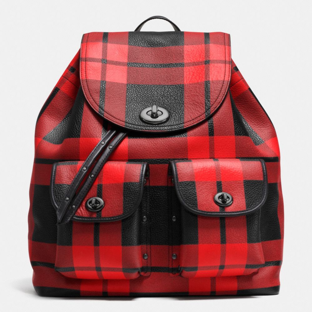 red and black plaid coach purse