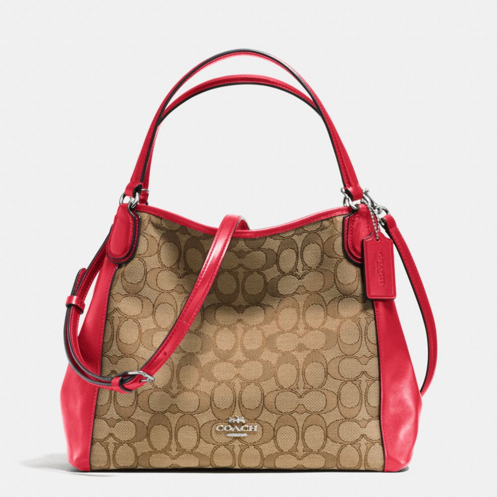 coach edie shoulder bag 28 in signature jacquard