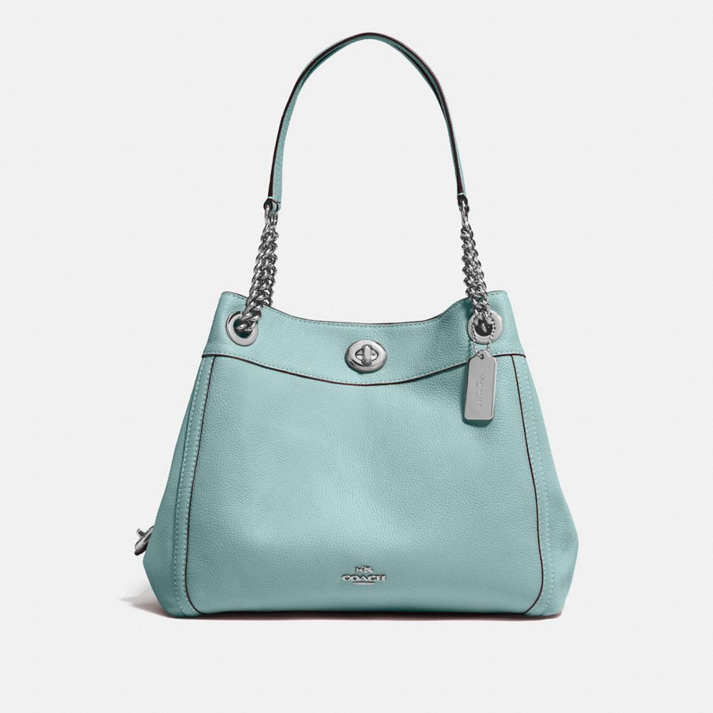 COACH TURNLOCK EDIE SHOULDER BAG - SV/SAGE - 36855