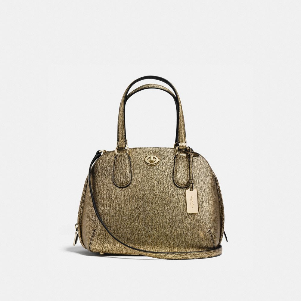 PRINCE STREET MINI SATCHEL IN METALLIC PEBBLE LEATHER - LI/GOLD - COACH 36987