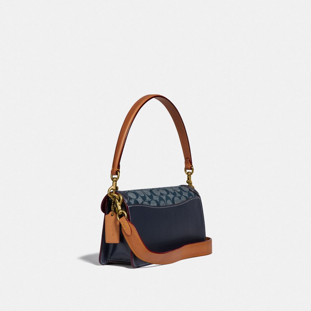 coach hutton shoulder bag in signature chambray