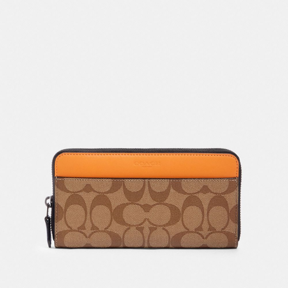 COACH ACCORDION WALLET IN COLORBLOCK SIGNATURE CANVAS - QB/TAN ADMIRAL MULTI - 372