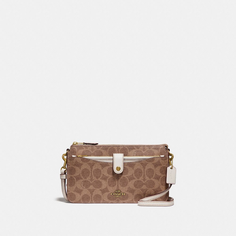 COACH NOA POP-UP MESSENGER IN COLORBLOCK SIGNATURE CANVAS - B4/TAN CHALK - 37458