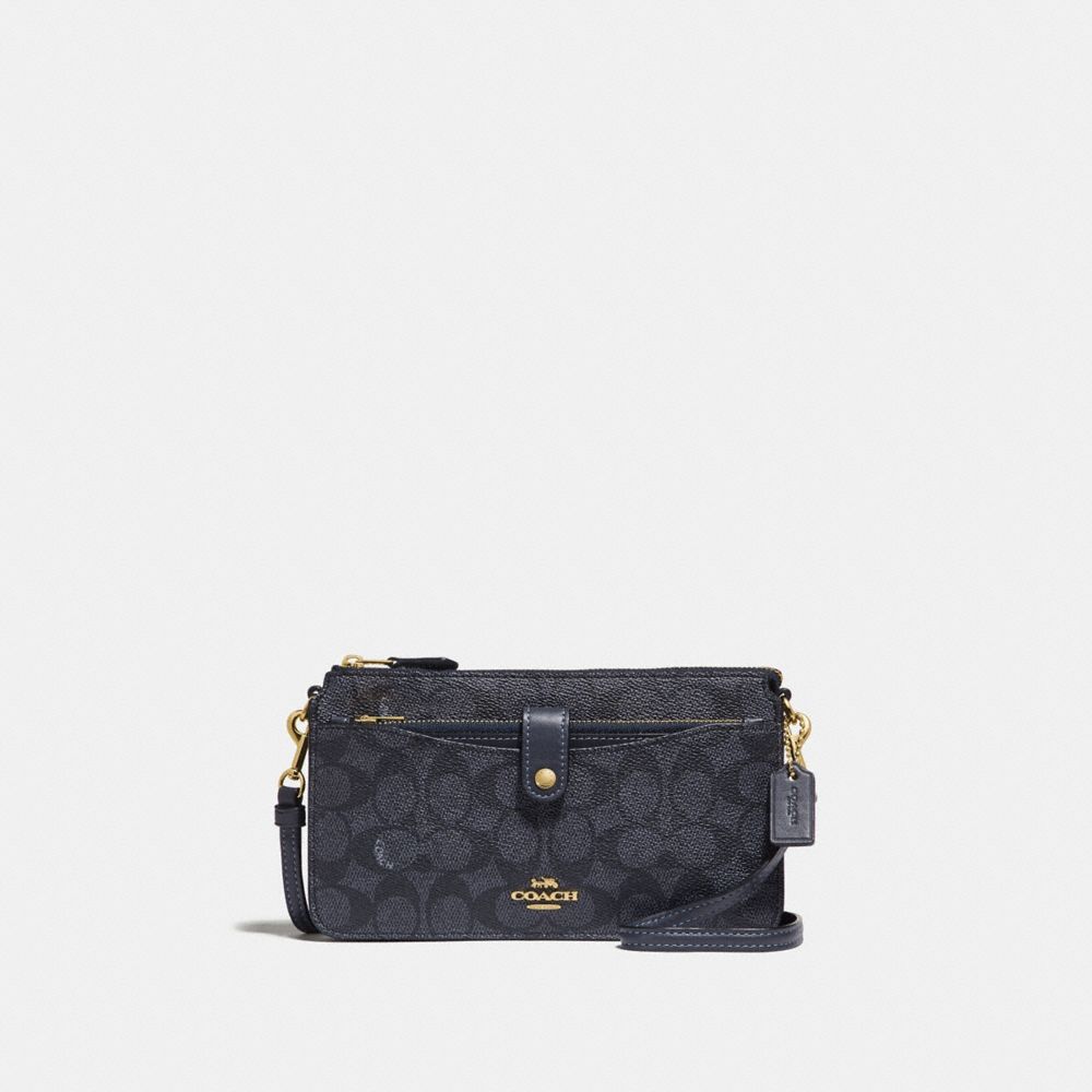 Noa Pop Up Messenger In Colorblock Signature Canvas - CHARCOAL/MIDNIGHT NAVY/LIGHT GOLD - COACH 37458