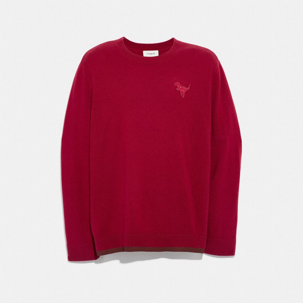 REXY PATCH CREWNECK SWEATER - RED - COACH 37473