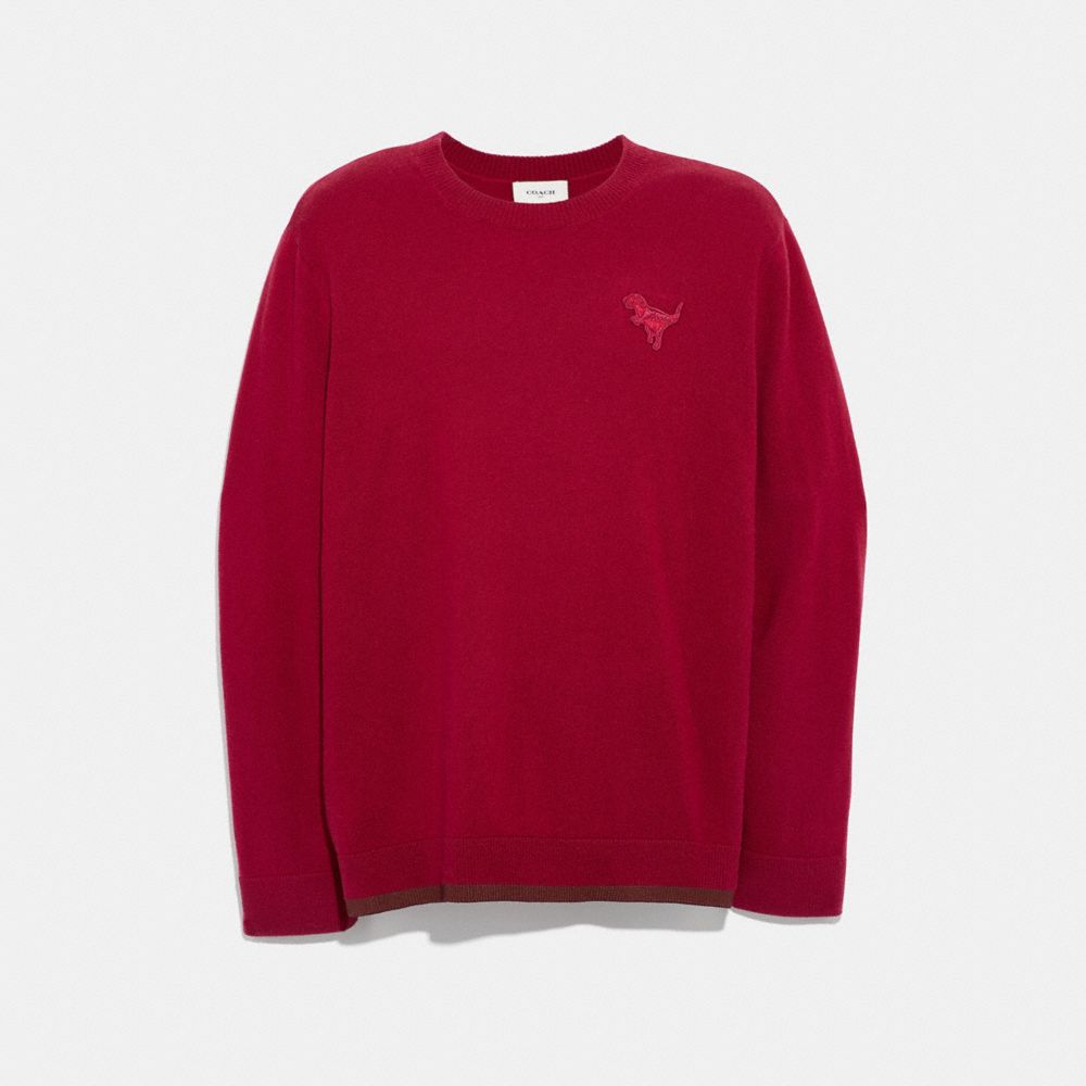 COACH 37473 REXY PATCH CREWNECK SWEATER RED