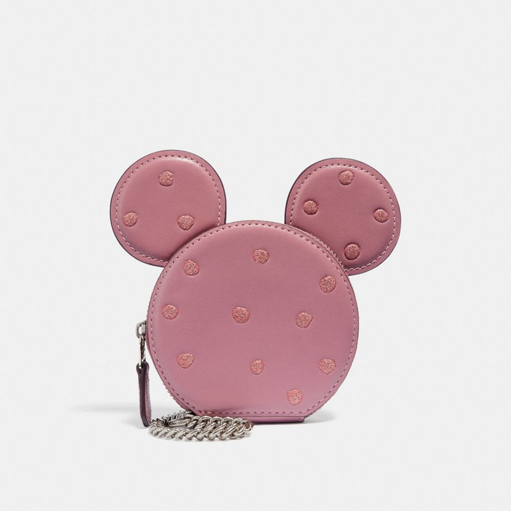 COACH 37539B Boxed Minnie Mouse Coin Case SV/ROSE