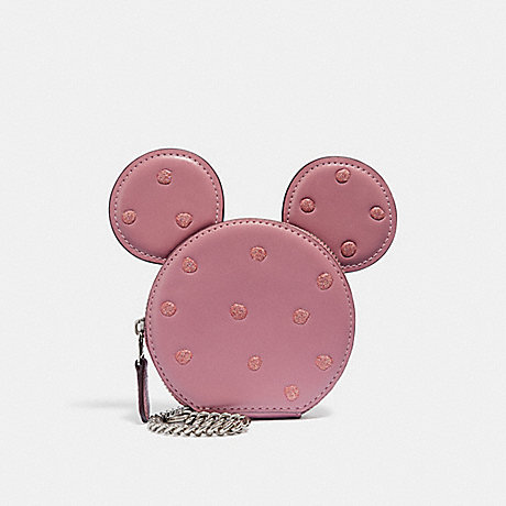 COACH BOXED MINNIE MOUSE COIN CASE - SV/ROSE - 37539B