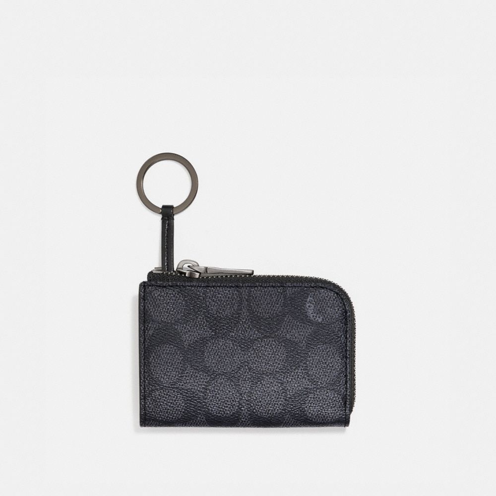 COACH 3753 - L Zip Car Key Case In Signature Canvas CHARCOAL