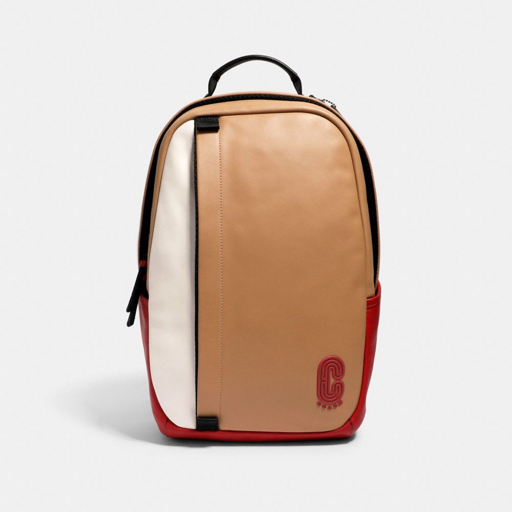 COACH EDGE BACKPACK IN COLORBLOCK WITH COACH PATCH - QB/LATTE MULTI - 3765