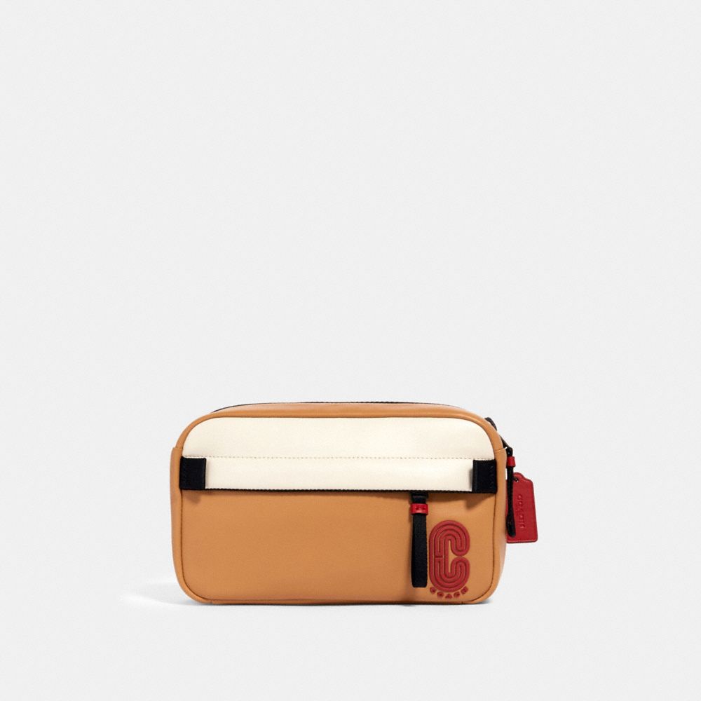 COACH 3767 EDGE BELT BAG IN COLORBLOCK WITH COACH PATCH QB/LATTE-MULTI