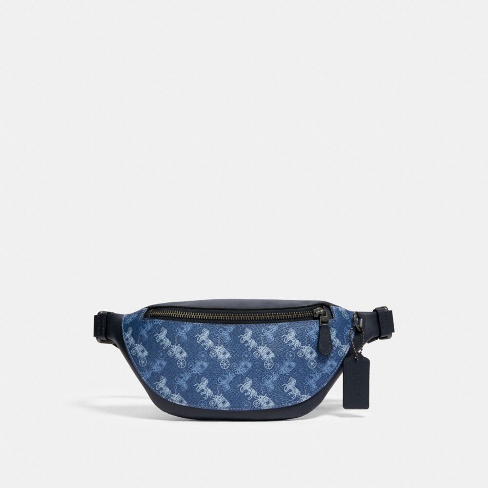 COACH 376 - WARREN MINI BELT BAG WITH HORSE AND CARRIAGE PRINT QB/INDIGO MULTI