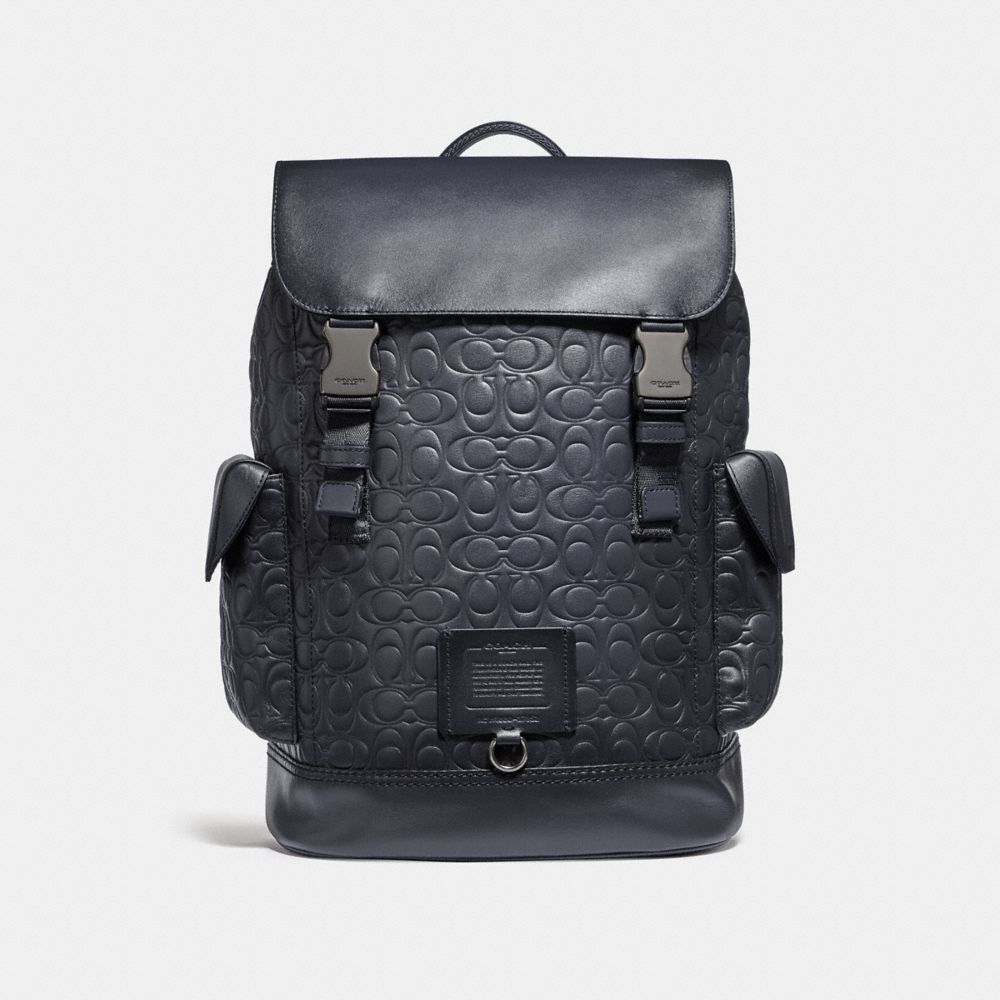 Rivington Backpack In Signature Leather - MIDNIGHT NAVY/BLACK COPPER - COACH 37852