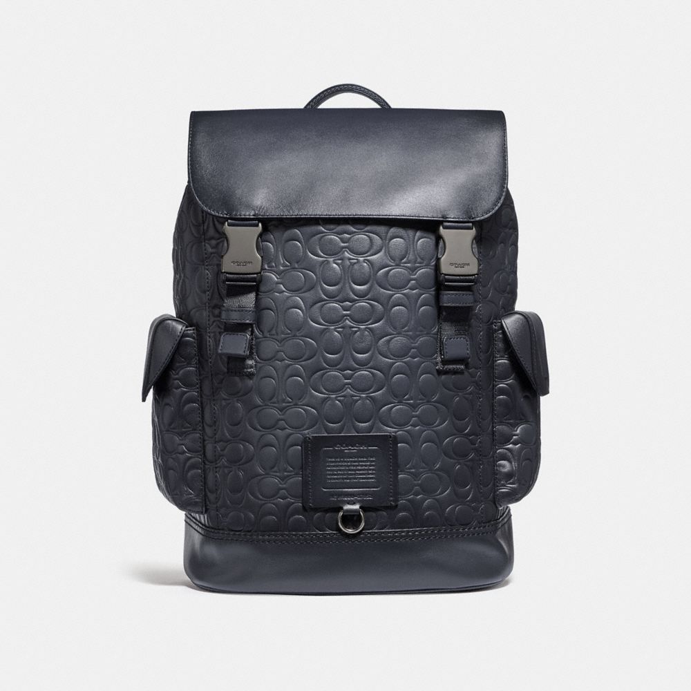 COACH Rivington Backpack In Signature Leather - MIDNIGHT NAVY/BLACK COPPER - 37852