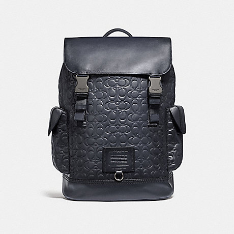 COACH 37852 Rivington Backpack In Signature Leather MIDNIGHT-NAVY/BLACK-COPPER