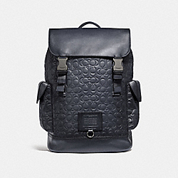 Rivington Backpack In Signature Leather - MIDNIGHT NAVY/BLACK COPPER - COACH 37852