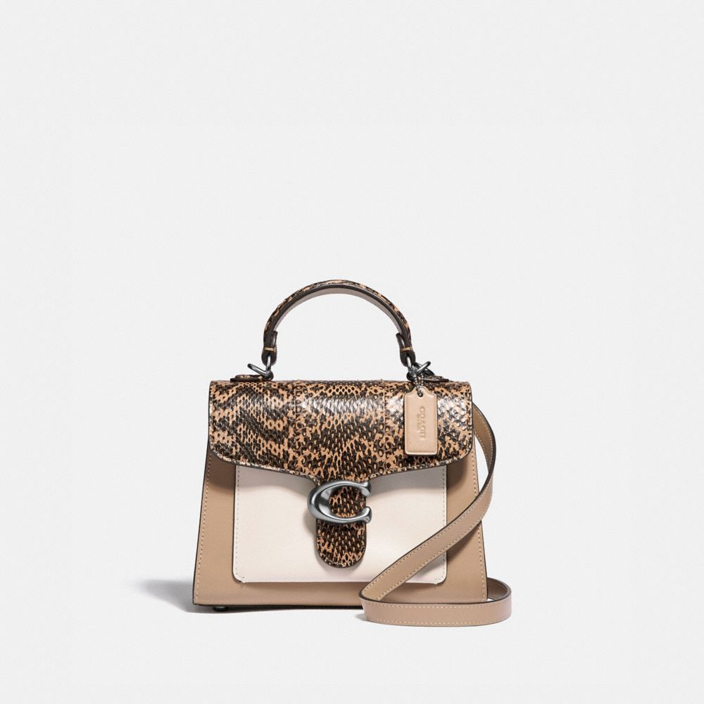 COACH 3787 Tabby Top Handle 20 In Colorblock With Snakeskin Detail LIGHT-ANTIQUE-NICKEL/TAUPE-MULTI