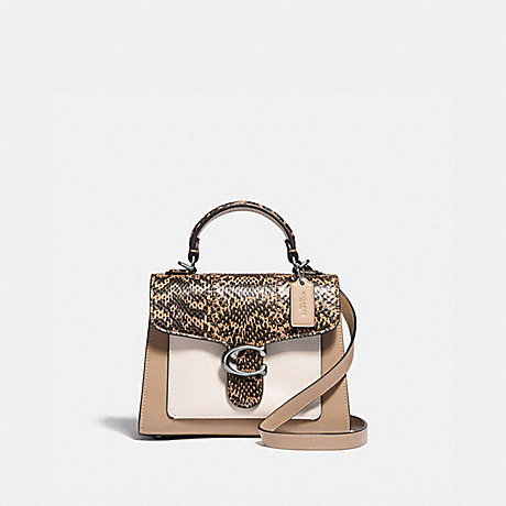 COACH 3787 Tabby Top Handle 20 In Colorblock With Snakeskin Detail LIGHT ANTIQUE NICKEL/TAUPE MULTI