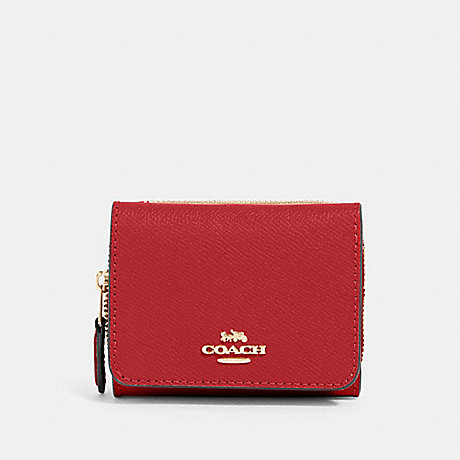 COACH Small Trifold Wallet - GOLD/1941 RED - 37968