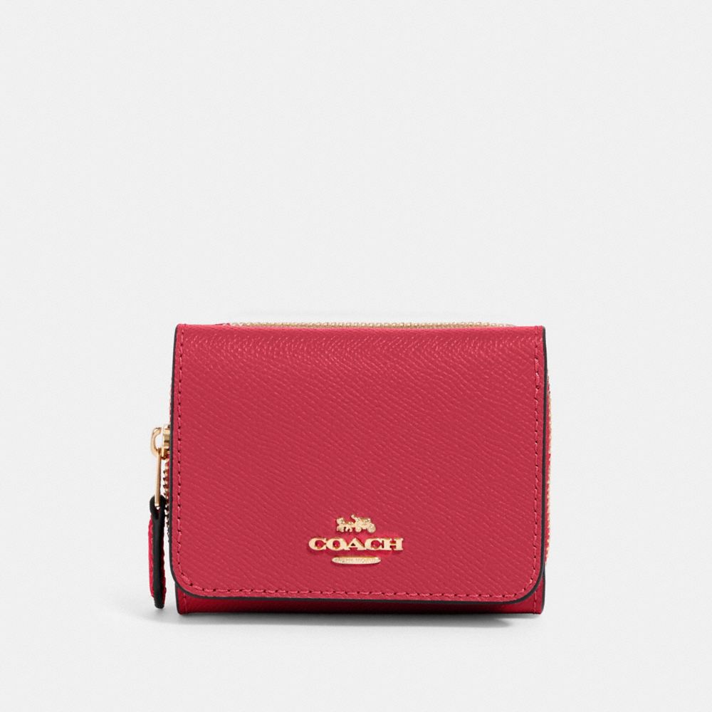 SMALL TRIFOLD WALLET - IM/ELECTRIC PINK - COACH 37968