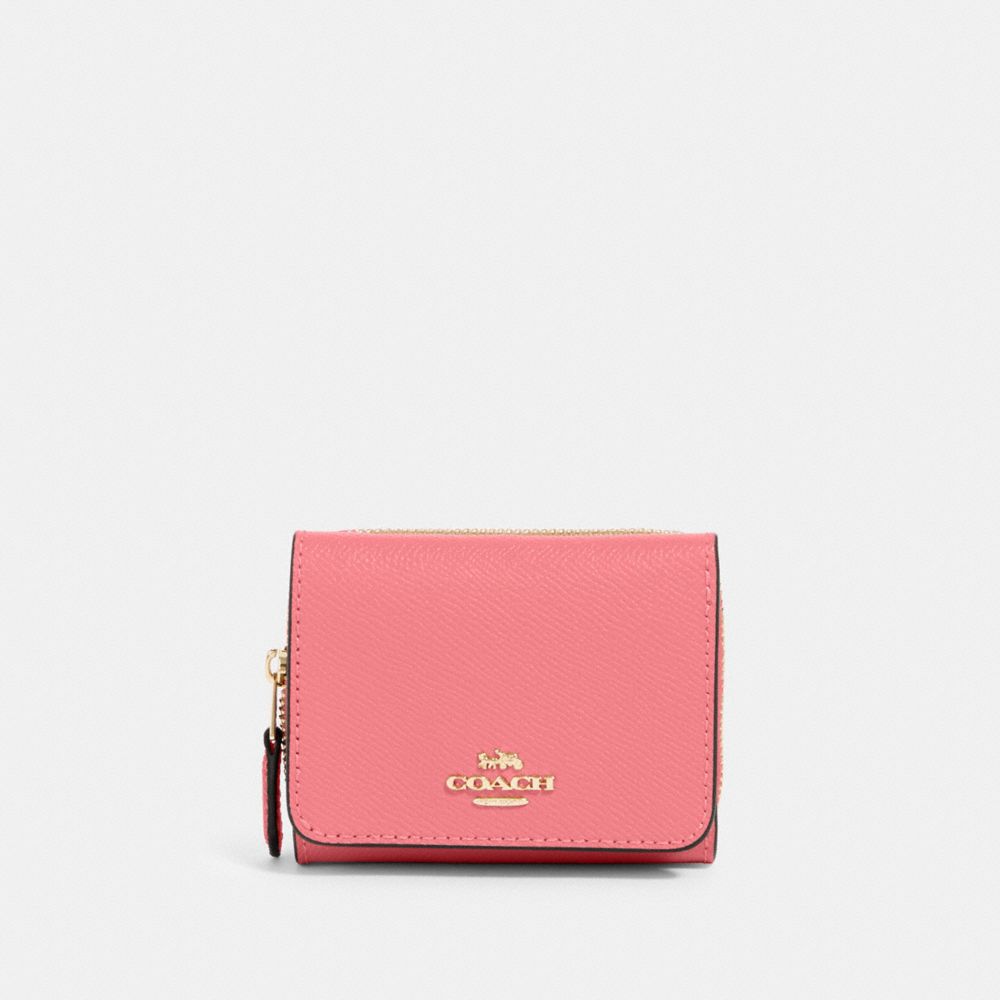 COACH Small Trifold Wallet - GOLD/TAFFY - 37968