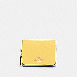 COACH 37968 Small Trifold Wallet GOLD/RETRO YELLOW