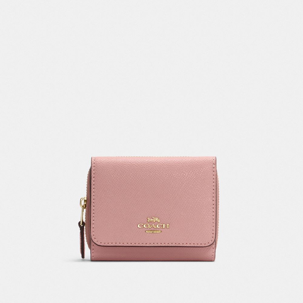 COACH 37968 Small Trifold Wallet GOLD/SHELL PINK