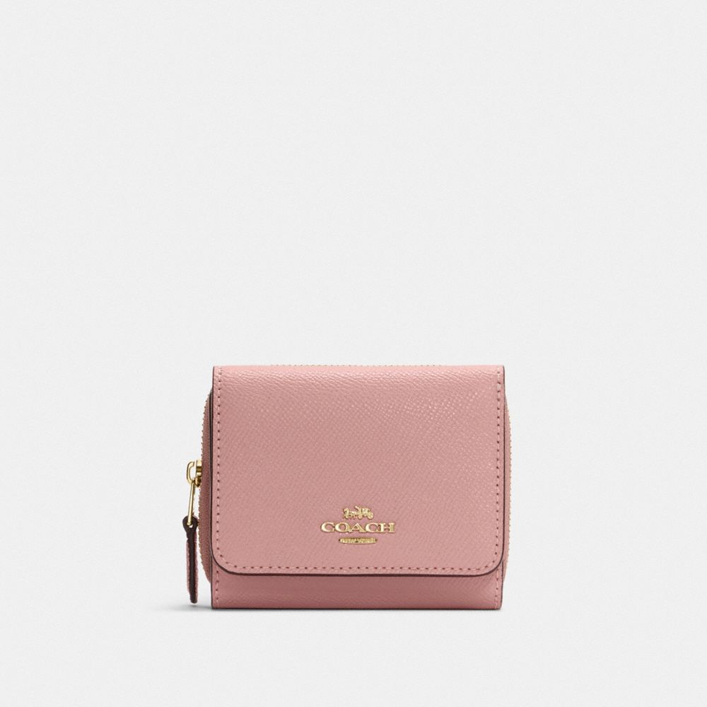 COACH 37968 Small Trifold Wallet Gold/Shell Pink