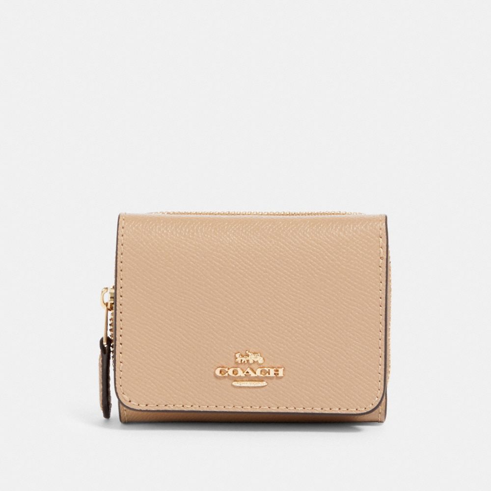 SMALL TRIFOLD WALLET - IM/TAUPE - COACH 37968