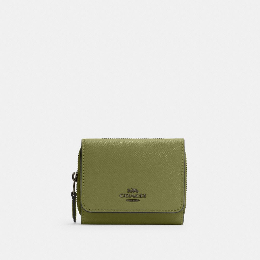 COACH 37968 Small Trifold Wallet QB/OLIVE GREEN