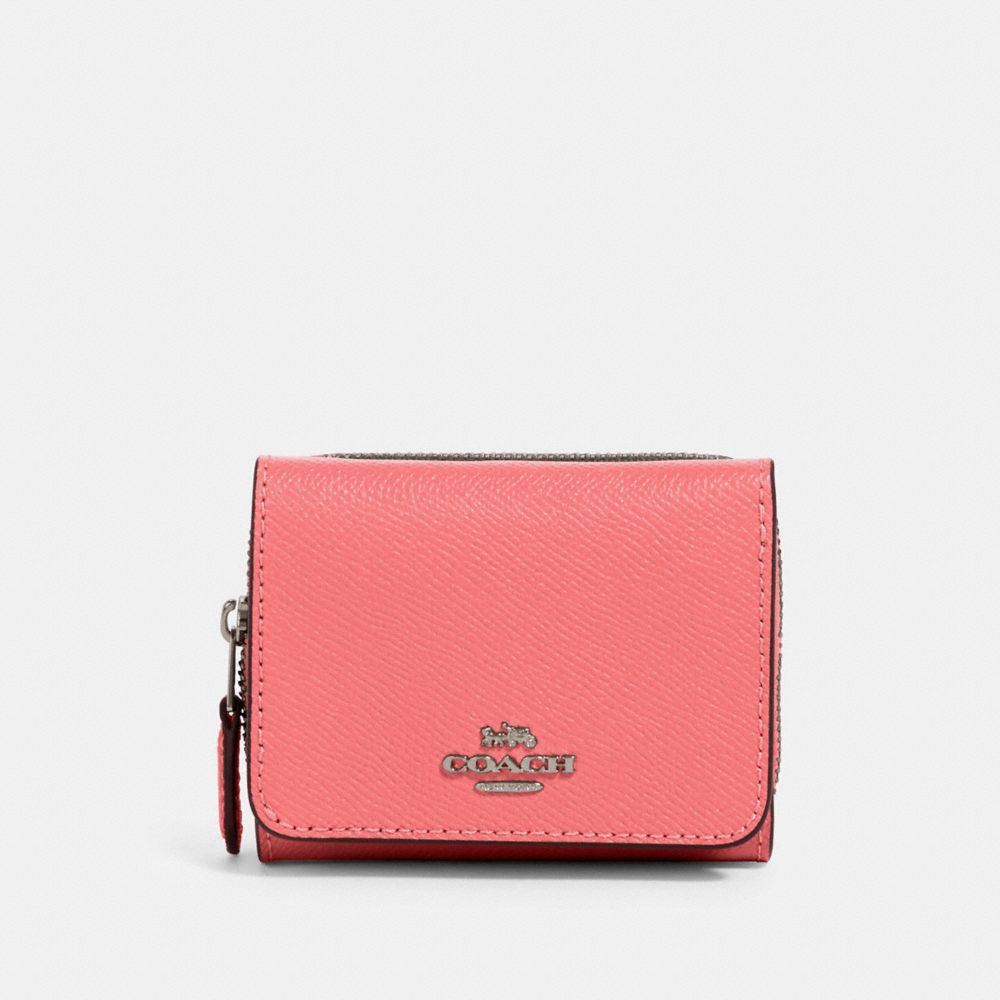 COACH 37968 Small Trifold Wallet QB/PINK LEMONADE