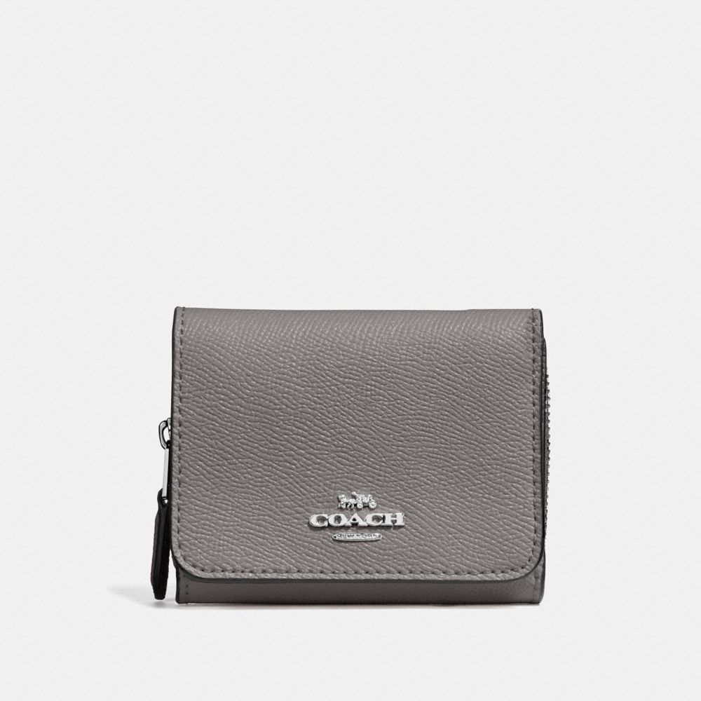 COACH 37968 Small Trifold Wallet SV/HEATHER GREY